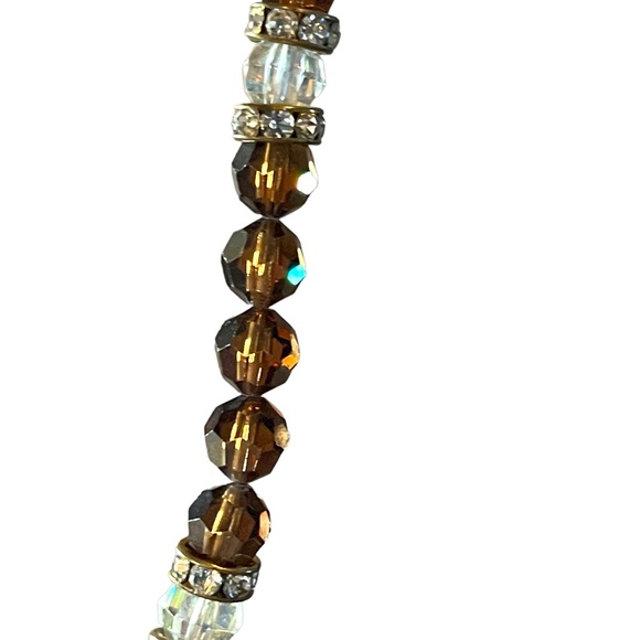 Cognac Swarovski Crystal Round Bead Necklace - Picture 5 of 12